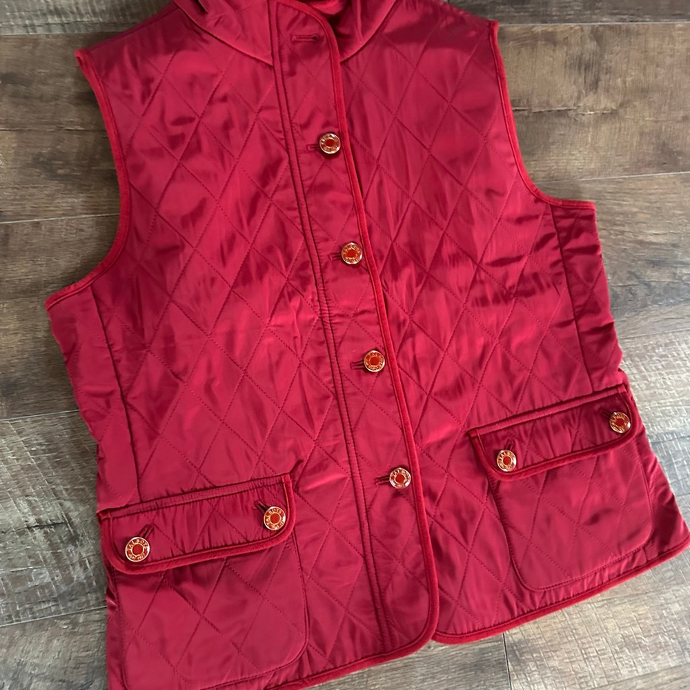 Women's Talbots Red Quilted Vest Petite Medium